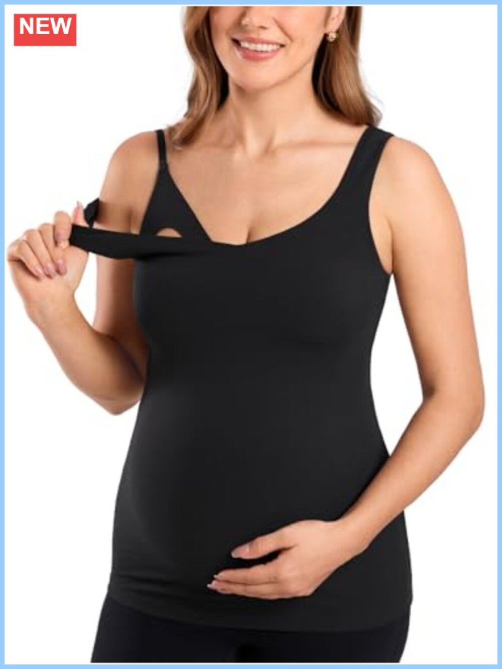 Maternity Nursing Tank Top V-Neck Sleeveless Pull On Stretchable Buttery Soft